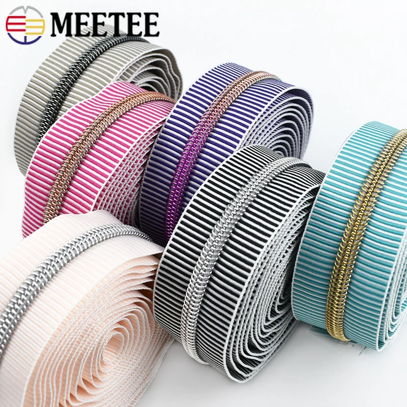 

2/5/10Meters 5# Nylon Stripe Zippers for Sewing Jacket Luggage Replace Zipper Backpack Decor Zips Repair Kits Crafts Supplies