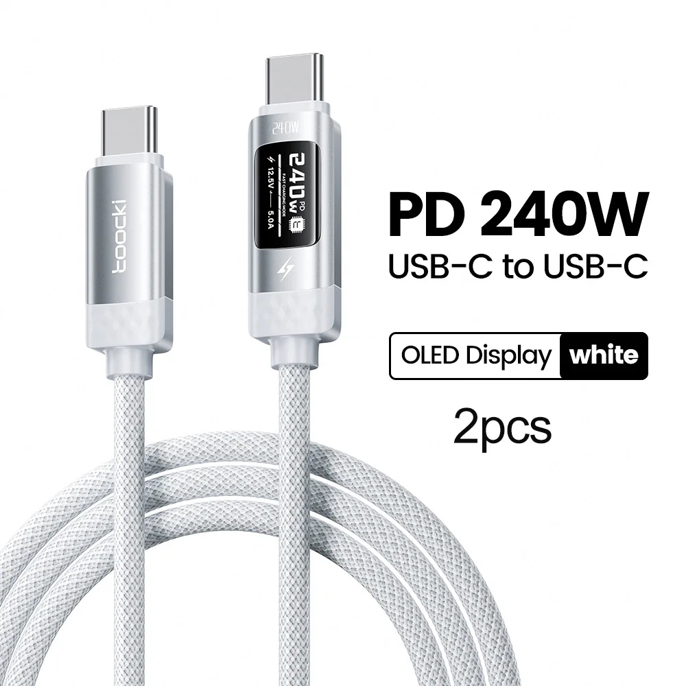 Toocki 240 W USB C Cbale Schnellladung OLED Digitalanzeige PD 3.1 Typ C auf USB C Datenkabel für MacBook iPhone 16 17 Samsung S25
