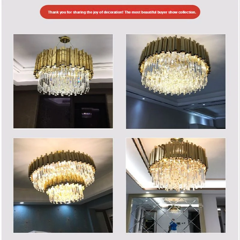 Modern Light Luxury Long Ceiling Lights Pendant Lamps Grand Luxury Villa Restaurant LED Bedroom Crystal  Lamparas Colgantes Bar