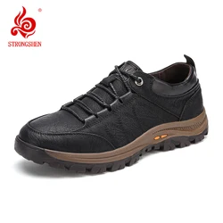 STRONGSHEN – chaussures de randonnée en cuir pour homme, baskets chaudes et confortables pour l'hiver