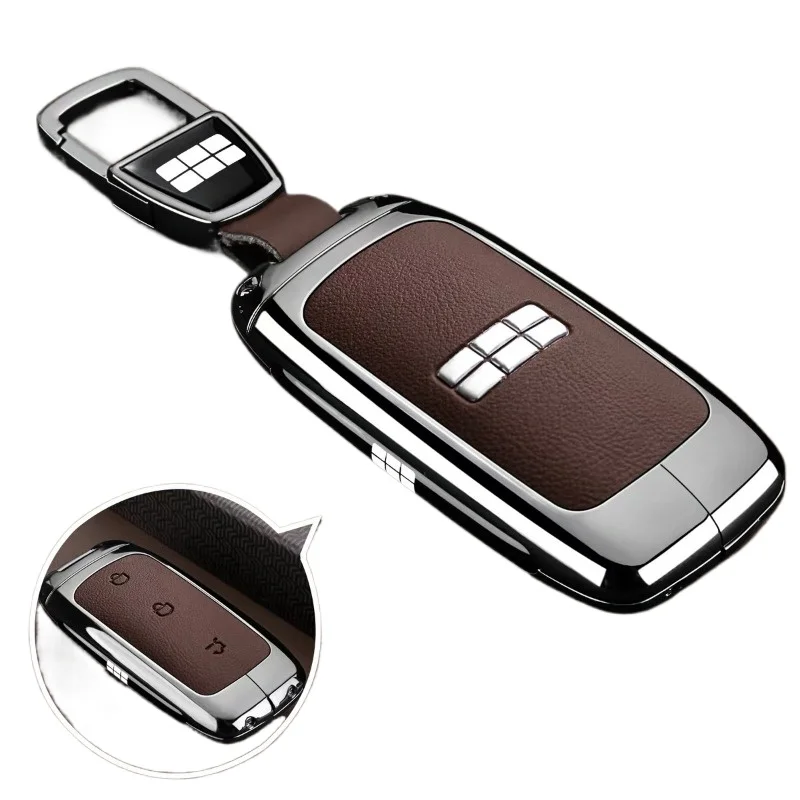 Zinc Alloy Key Cover Case for Geely Galaxy E8/Starray 8/Starray 7/M9/L6/A7/E5/L7 - Key Fob Shell Keybag Keychain