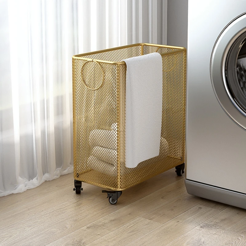 Enhanced Large Capacity Laundry Basket Portable Iron Clothes Organizer with Rust-Proof Roller Modern Dirty Clothes Bin