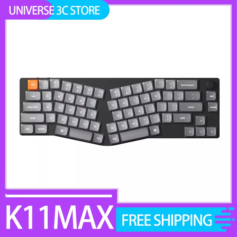 teclado mecanico com botao sem fio tres modos blurtooth ergonomia acessorios de troca quente presente para desktop de escritorio k11max 01