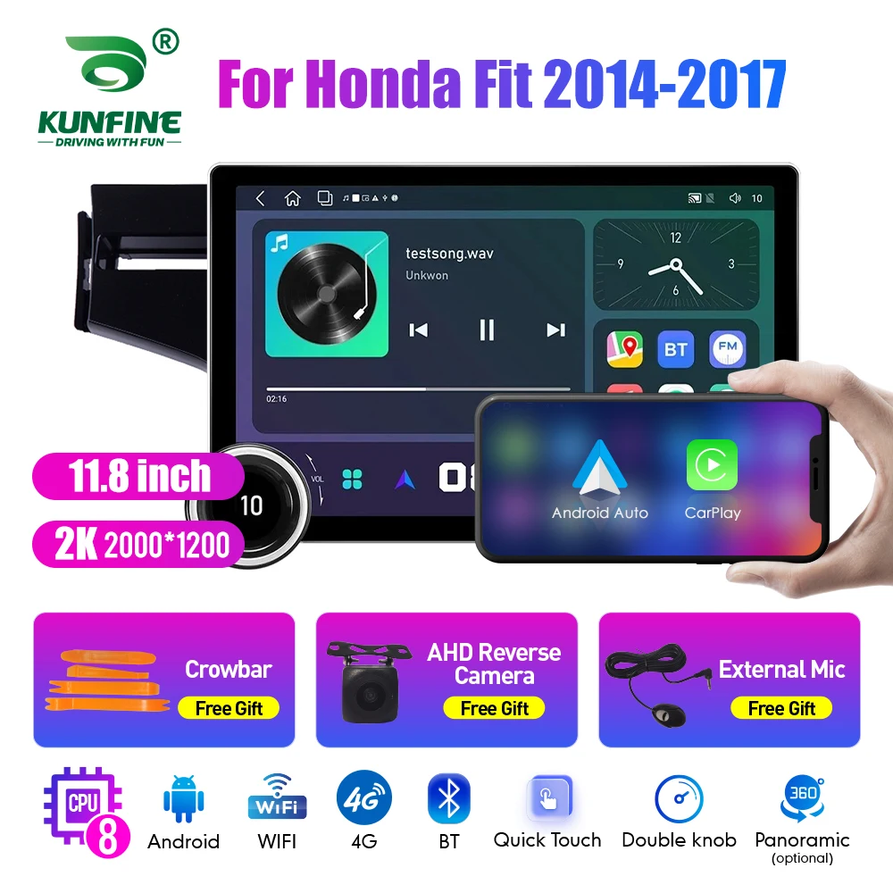 

11.8 Inch 2K Double Knobs 2 Din Car Radio For Honda Fit 2014-2017 Car Radio DVD Multimedia Video Player Android Auto Carplay