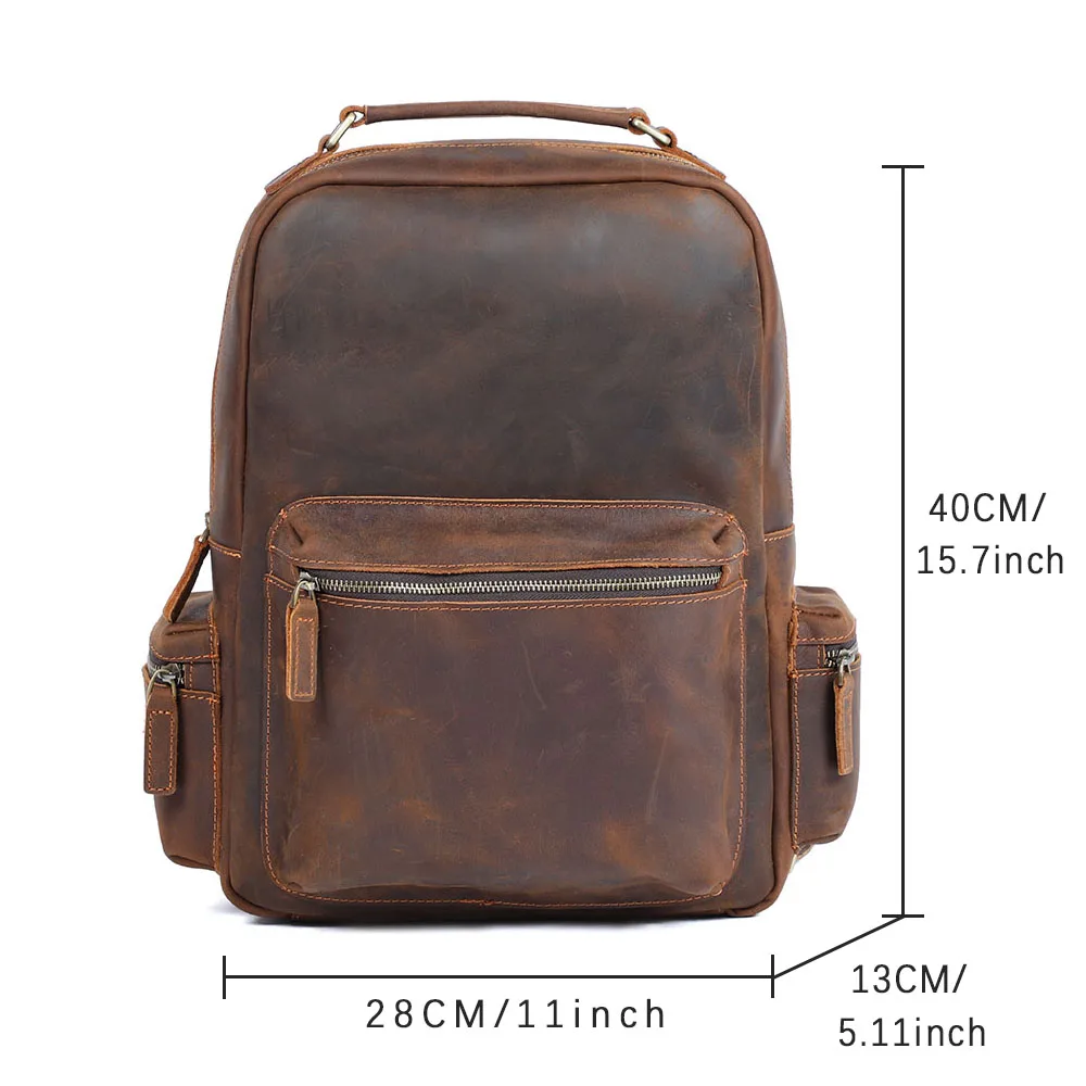 S.WORKER Vintage Echtleder-Rucksack für Herren, Große Laptop-Schultertasche aus Rindsleder, Klassische Vintage Crazy Horse Schultasche für Reisen – Detail 3