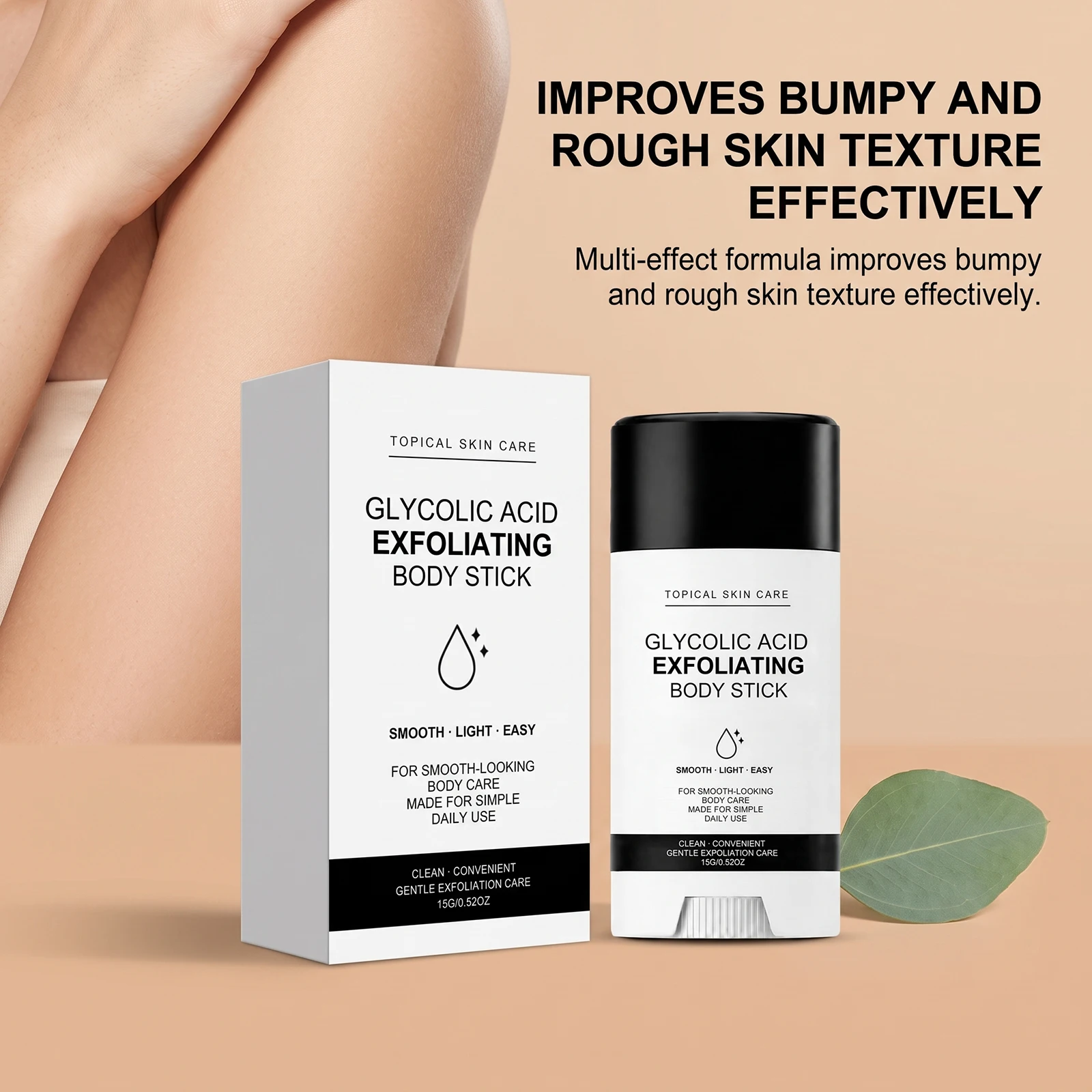 Glycolic Acid Exfoliating Body Stick Smooth Soften Rough Bumpy Skin Anti Drying Moisturizing Body Care for Arms,Legs,Underarms
