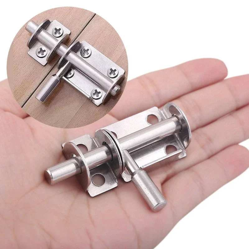 1Pc Stainless Steel Door Latch Solid Sliding Bolts Latch Hasp Home Hardware Gate Safety Toilet Door Lock image 2