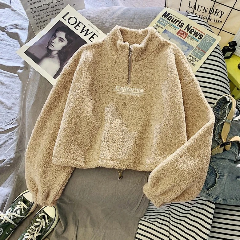 قمم المخملية الوقوف الرقبة الصوف اقتصاص هوديس الخريف إلكتروني التطريز طويلة الأكمام الرباط البلوز أنيقة أفخم