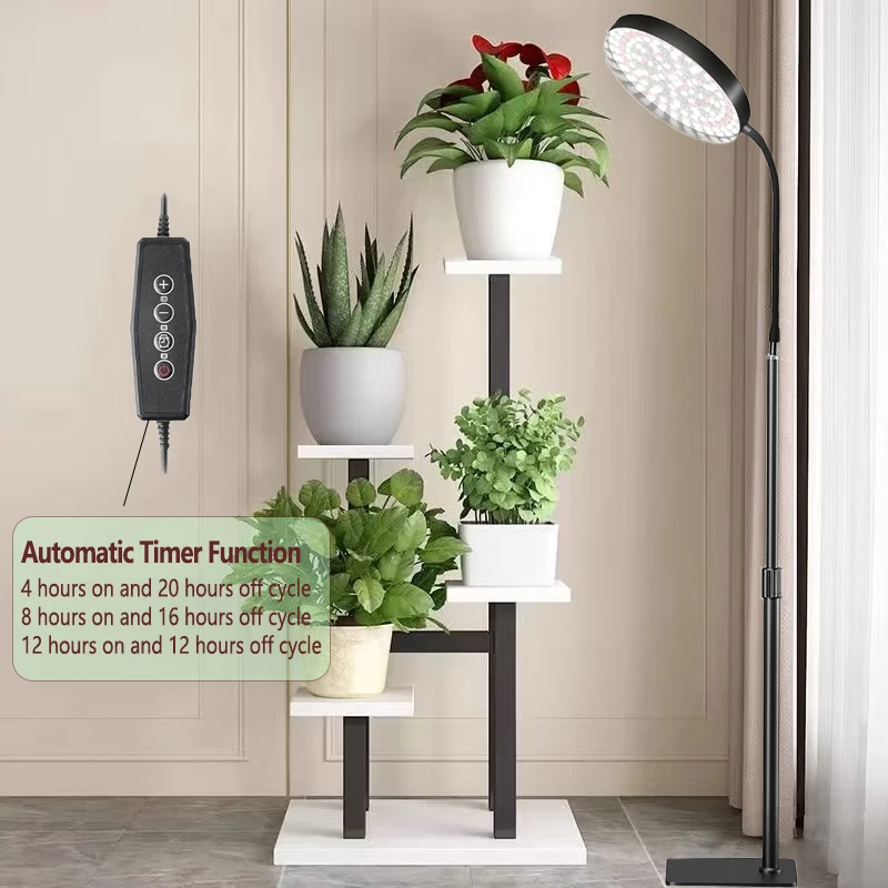 Grow Lights for Plants Full Spectrum Floor Plant Growing Lamp Large Plants Auto ON/Off Timer 5 Dimmable Levels Adjustable Heigt