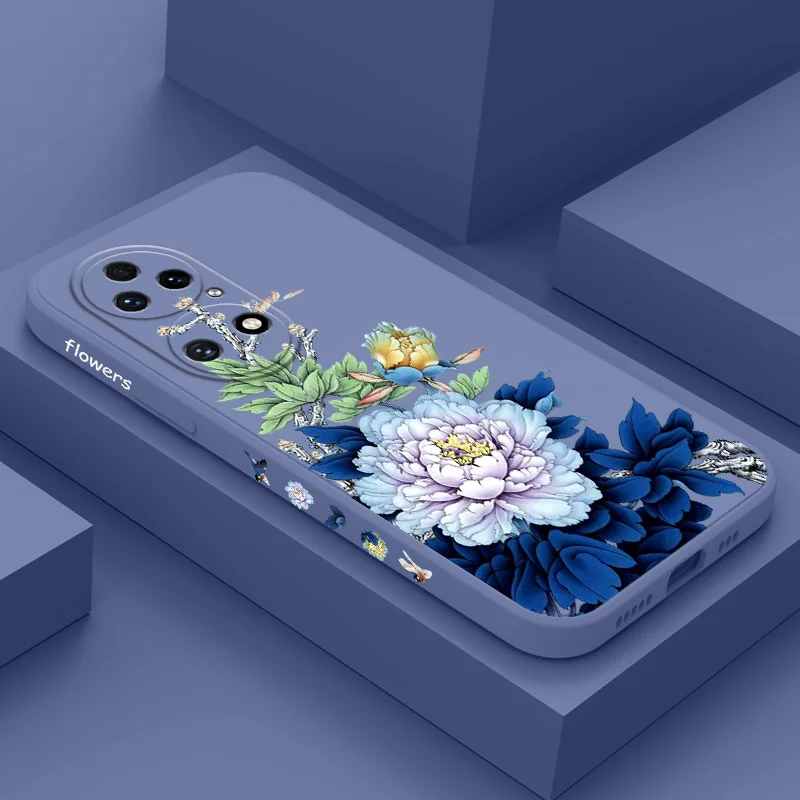 Blue Blossom Phone Case For Huawei P50 P40 P30 P20 Nova 10 10SE 9 9SE Mate 50 50E 40 30 20 Pro Lite P Smart 2021 Y7A Cover