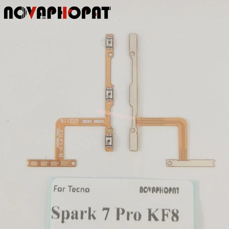 Novaphopat For Tecno Spark 7 Pro KF8 Power On Off Volume Up Down Ribbon Power Button Flex Cable