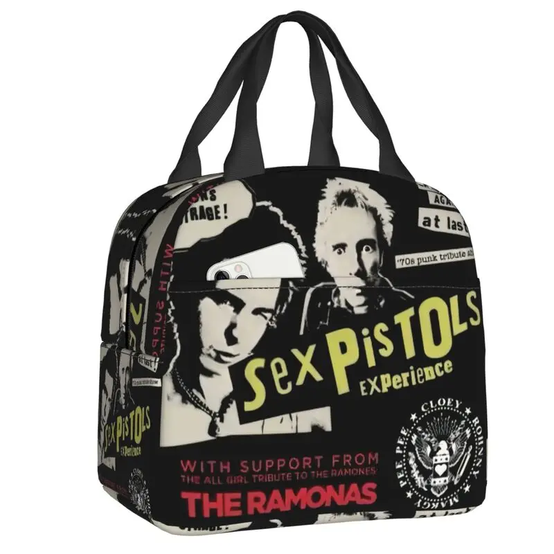 Sex Pistols Insulated Lunch Bags for Camping Travel Heavy Metal Rock Band Waterproof Thermal Cooler Lunch Box Women Children