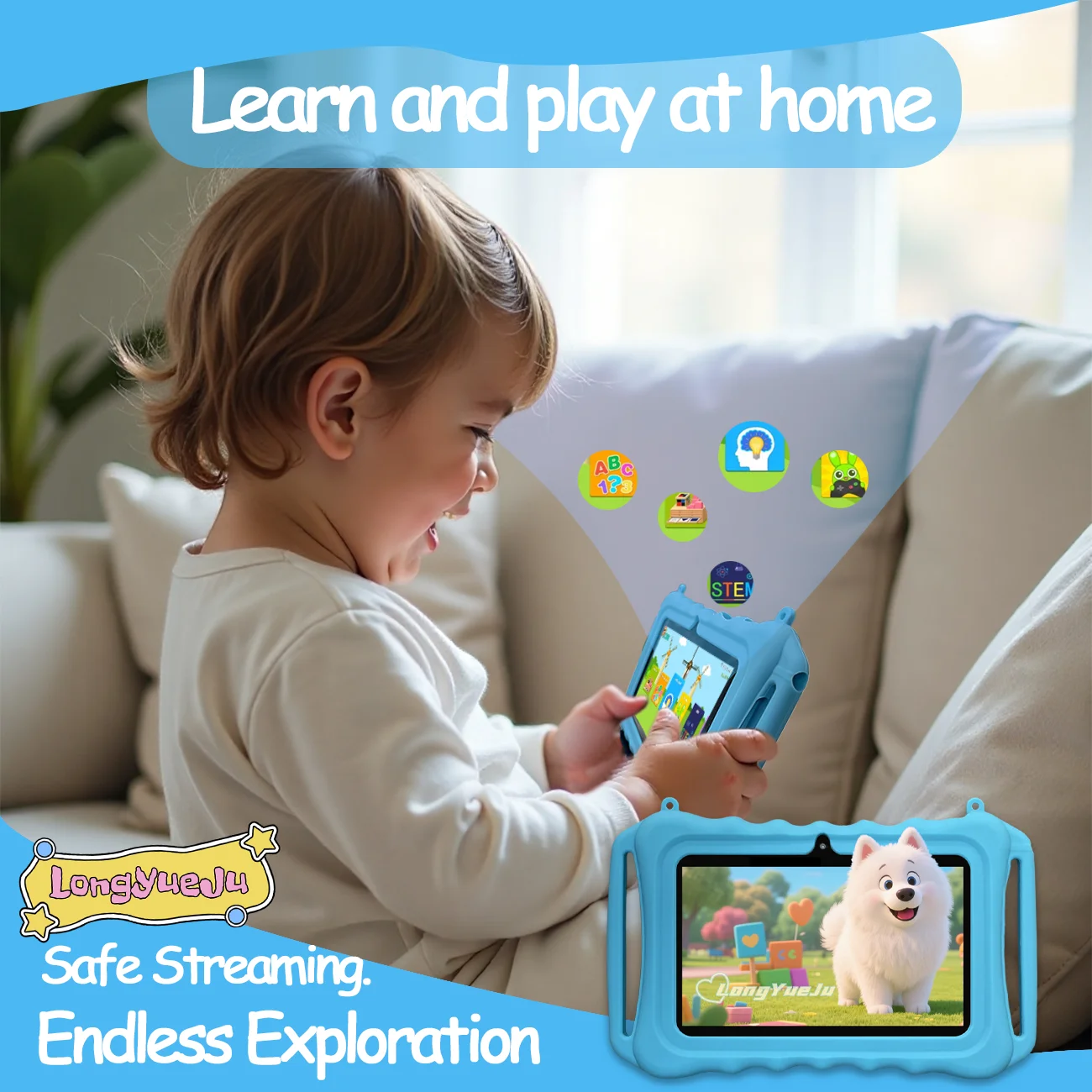 Tableta para niños de 7 pulgadas con estuche a prueba de golpes: tableta Android educativa para niños, Navidad, regalo de cumpleaños para niñas y niños