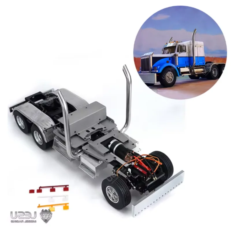 6x6 Chassis Metal American Truck LS-Z0003 For 1/14 Tamiya RC King Remote Control Tractor Trailer Truck Toy Part LESU