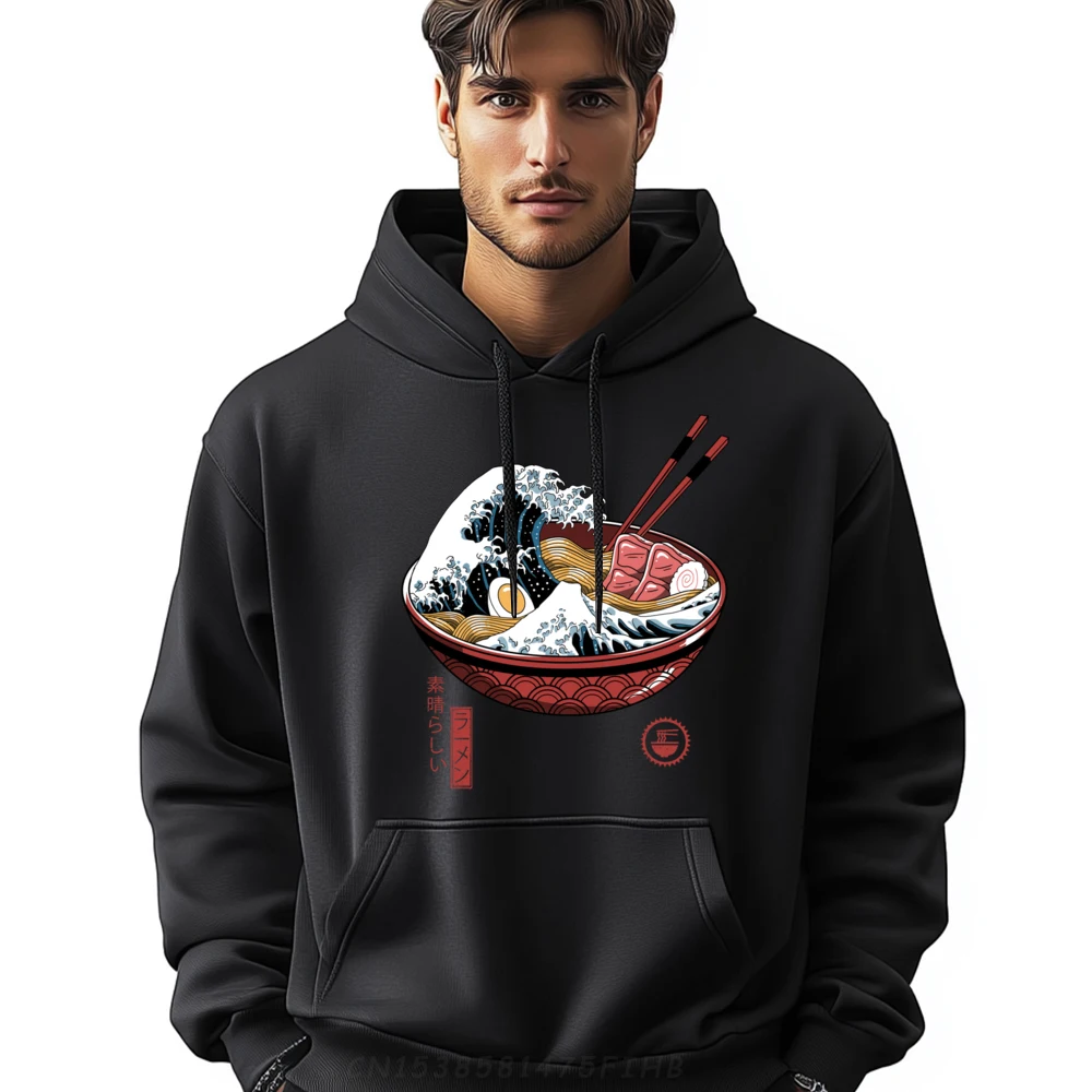 

Great Ramen Wave Mens Clothing 2024 Brand Clothing Printed Long Sleeve Pullover Hoodie Man Sweatshirts