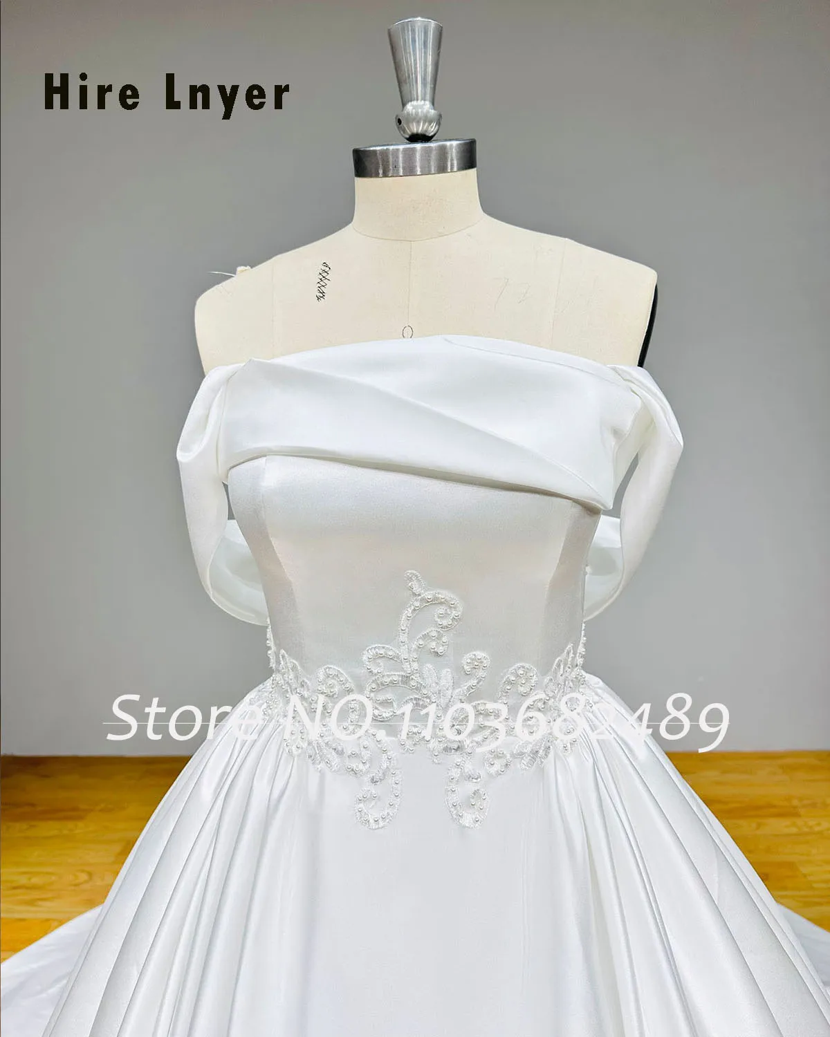 Gewaden De Mariage Boot Hals Satijn Trouwjurken Off The Shoulder Luxe Hochzeitskleid Parels Appliqueert Prachtige Trouwjurk