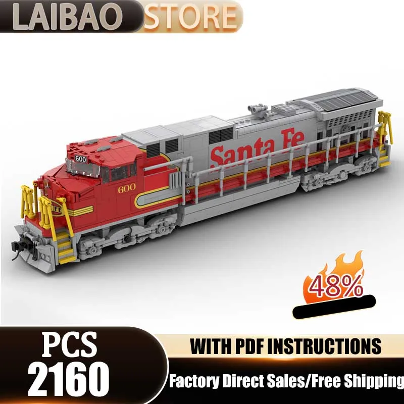 

Модель железнодорожного поезда MOC, красные строительные блоки, технологичные кирпичики, рождественский конструктор, игрушки для сборки, подарки