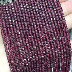 3X3MM Natural Stone Faceted Cube Red Garnet Square Spacer Beads For Jewelry Making Diy Bracelet Necklace  Accessories