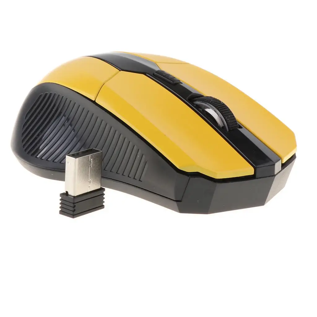 Ergonomic Wireless Mouse 2.4 Ghz Optical Cordless Mice Yellow Computer Accessory for Laptop and Desktop Use