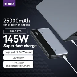 zime Pro 145W 25000mAh PowerBank PD Fast Charging Portable With 3 Ports External Battery For MacBook Pro/Air iPhone And More