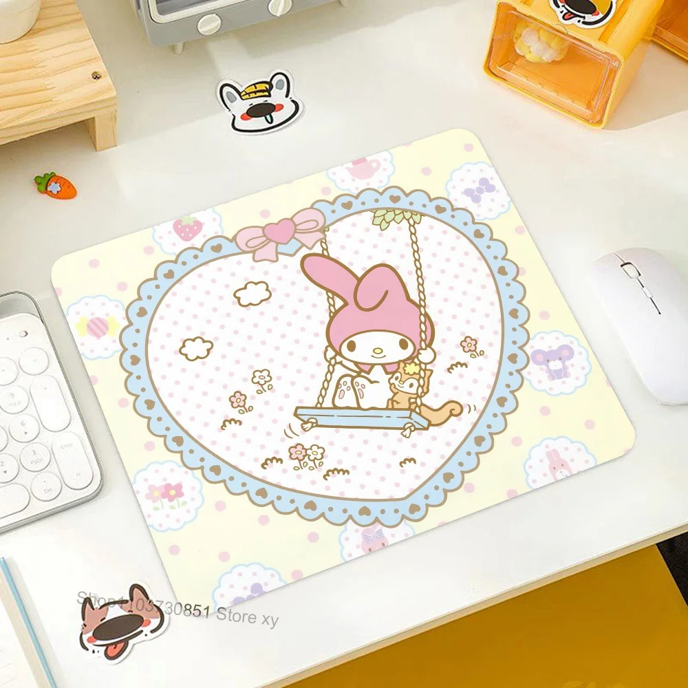 Cute My M-Melody Mousepad RGB Small Size Gaming Mouse Pad With LED Light Desk Mat Super Smooth Non-slip Rubber Bottom