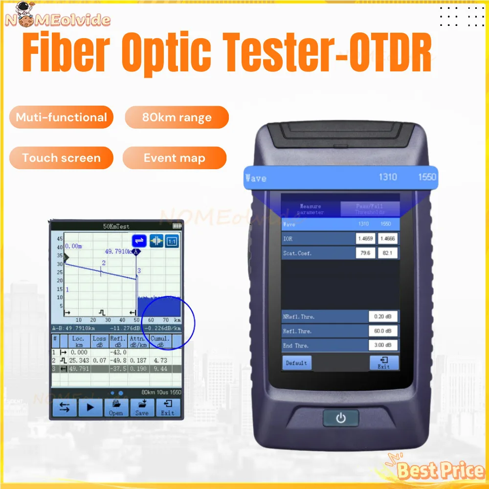 1310/1550nm OTDR Optic Otdr Optical Reflector Active Fiber Live Tester 1550nm 20dB Optical Reflectometer Touch Screen OPM VFL