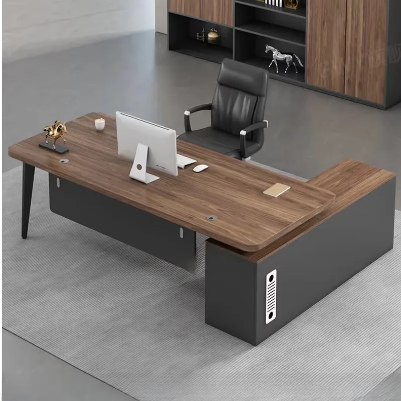 

Luxury Aesthetic Office Desk Designer Storage Wooden L Shaped Computer Desk Executive Modern Mesa De Escritorio Furniture