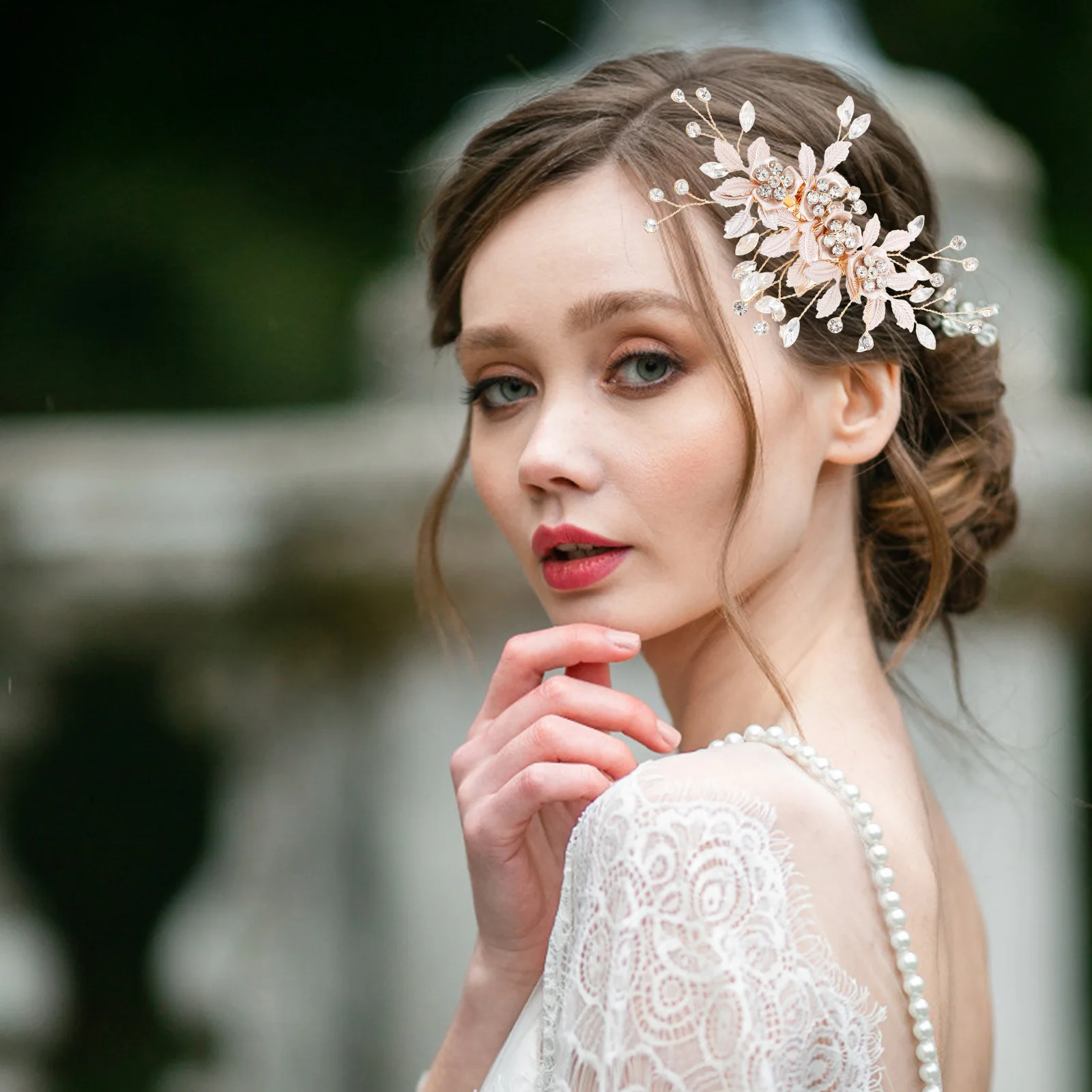 

Wedding Hair Crystal Rhinestone Floral Barrette Bridal Hairpin Hair Styling Grip For Wedding Hairpin Party Daily Wear