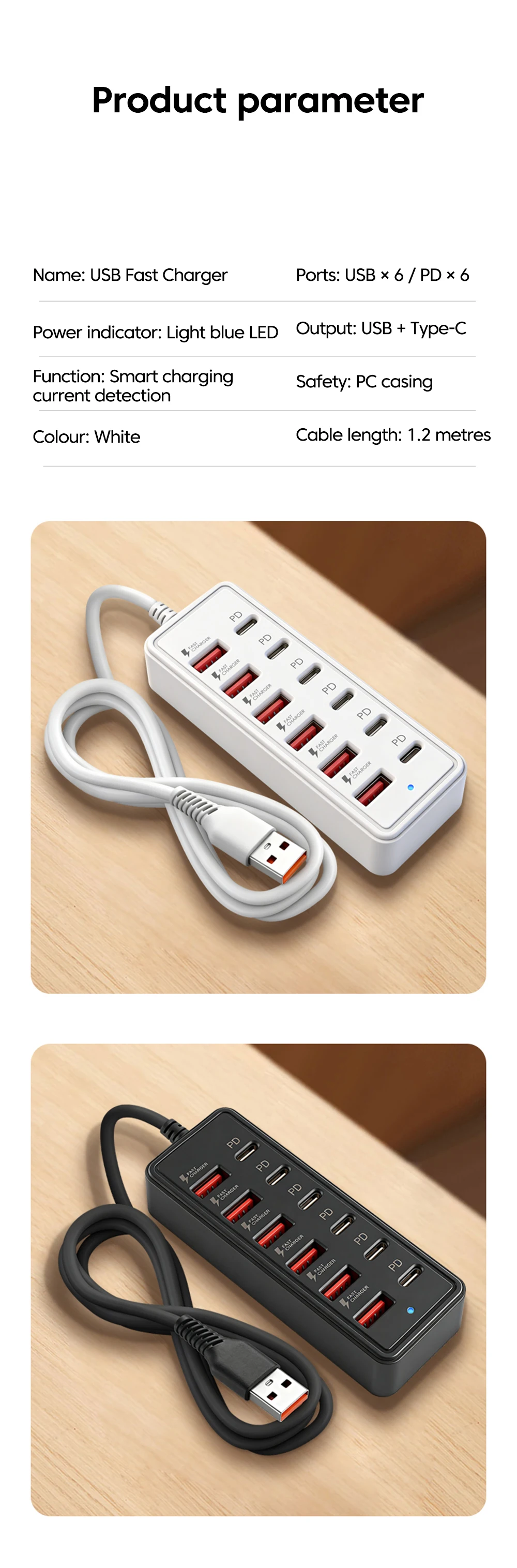 Elough 6 USB 6 PD HUB 2.0 Multi-Splitter Typ C USB 2.0 Erweiterungsadapter für PC Computer 1,2M Verlängerungskabel – Detail 10