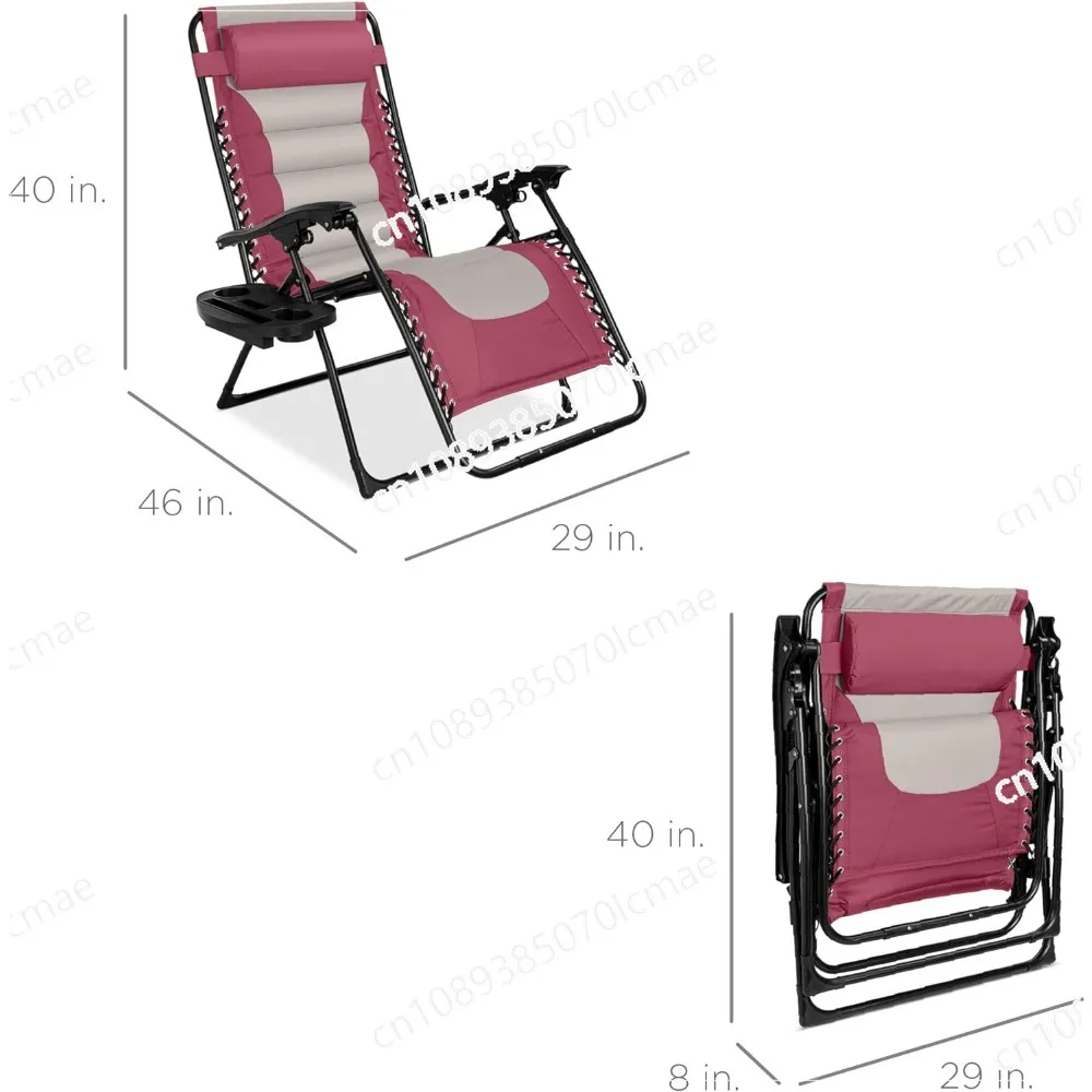 Anti Gravity Outdoor Chair with Headrest, Cup Holder, Side Tray, Polyester Mesh, Garden Chair, Backyard Lounger, XL