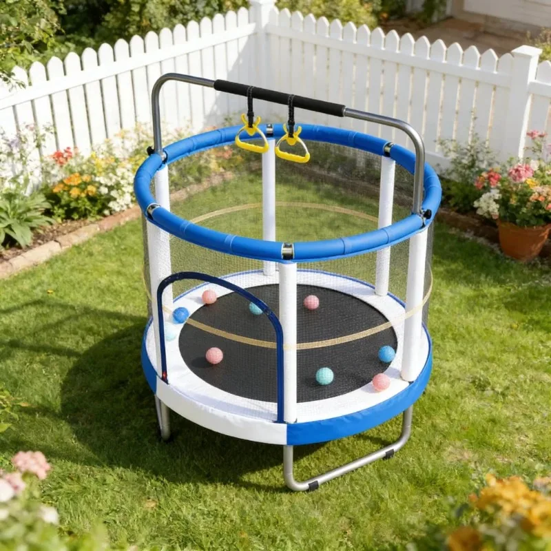 Dual-spring mini trampoline fitness machine with adjustable foam handles, suitable for adult gym workouts and home use