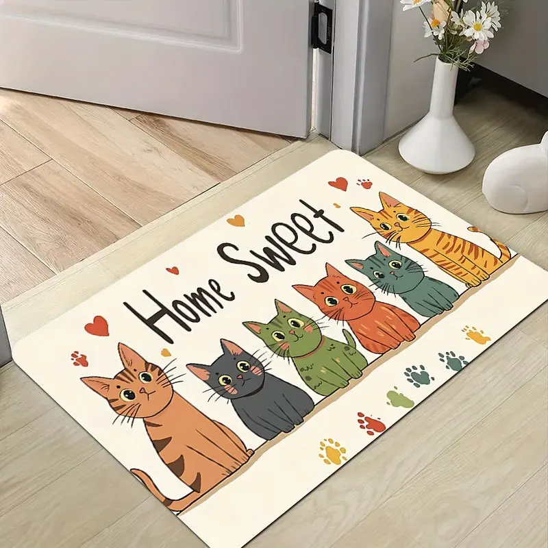 

Коврик для кошек «Дом, милый дом» – милый мультяшный дизайн, мягкий фланелевый коврик для гостиной, спальни, прихожей