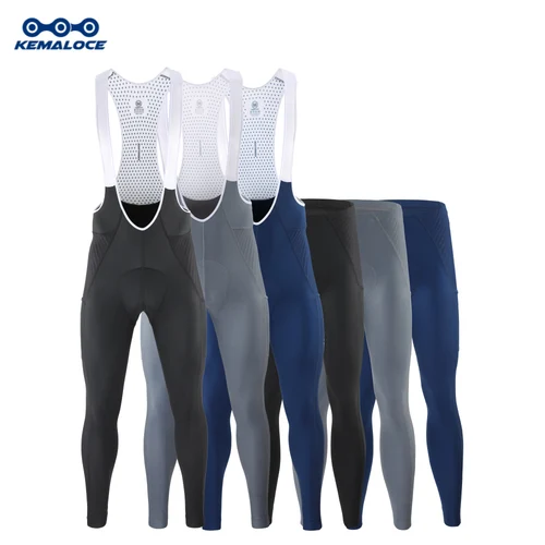 KEMALOCE Culotte Largo Ciclismo Hombre Verano&Otoño Secado Rápido Azul/Negro/Gris Almohadilla de gel Pantalones Con Tirantes Para Bicicleta MTB Gama Alta Respirable Pantalón Largo Ciclismo