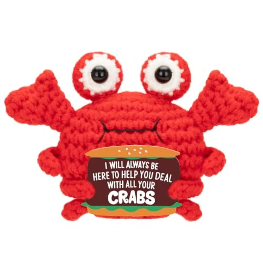 Funny Positive Crab Cute Crochet Crabs with Inspirational Card Cheer Up Funny Gag Gifts for Best Friend Birthday Hoewarming Wom