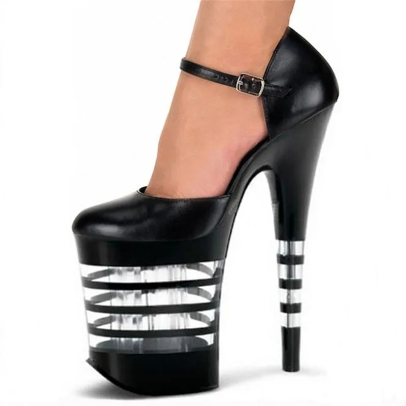 20cm gladiator women's pumps Platform sexy clubbing Exotic Dancer shoes 8 inch high heels Stripe clear party shoes