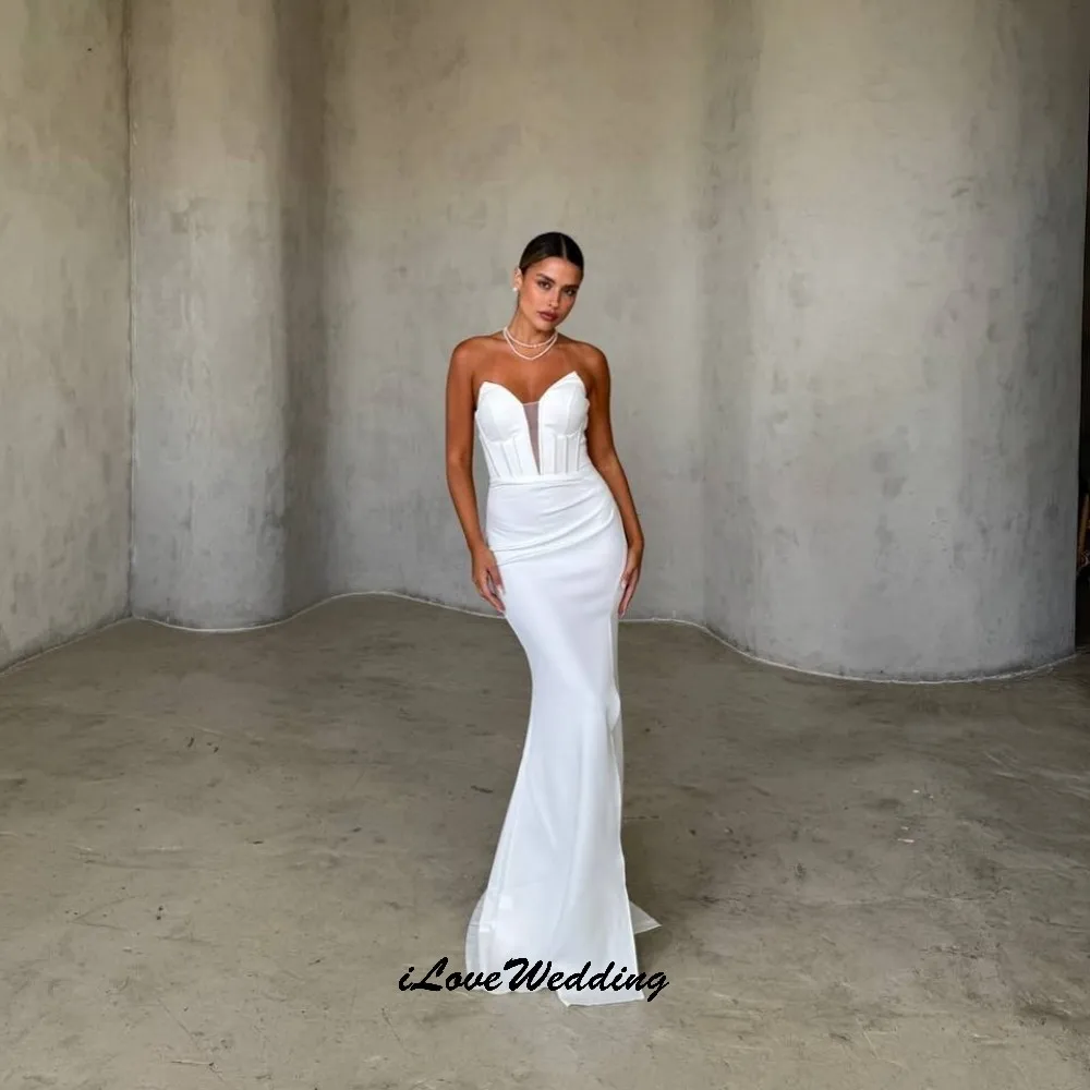 Elegant Strapless White Prom Dresses 2025 Mermaid Elegant Wedding Party Dress For Women V-Neck Sexy Formal Gowns Gala Customized
