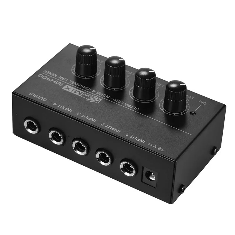 MX400 4 Canales Audio Mixer Sound Mixer with Power Adapter Mono Low Noise Family Sound Mini mixer Compact Sound Adapter