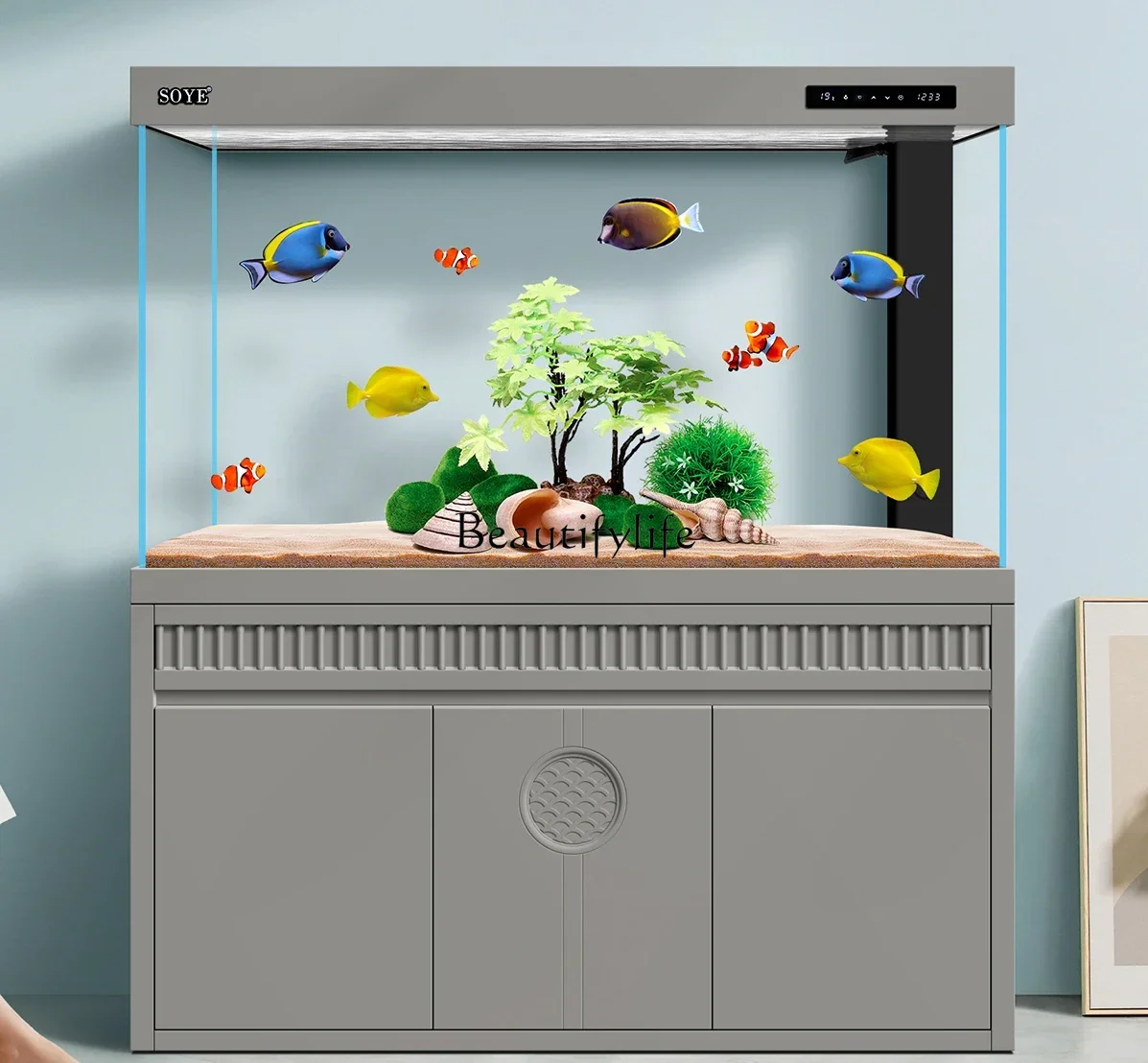

Large Bottom Filter Partition Floor Smart Screen Home Super White Ecological Aquarium