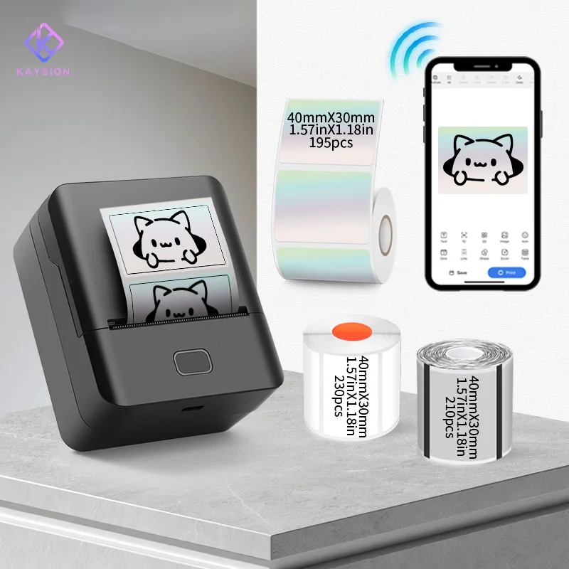 

KAYSION SK20 Label Printer, Bluetooth Printer, Mini Label Printer, Self-Adhesive, Suitable for Various Home and Office Scenarios