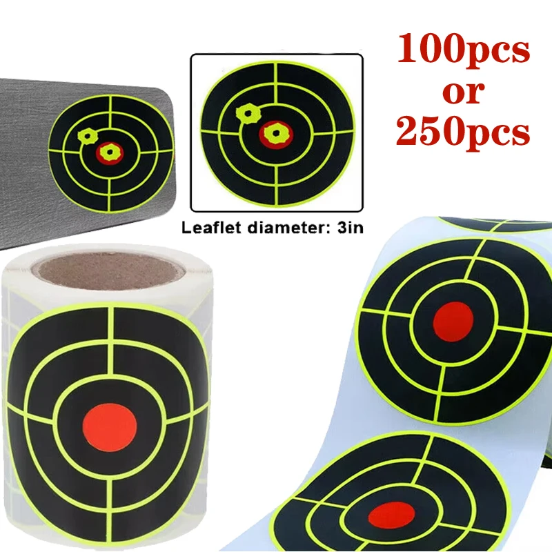 

100/250pcs Shooting Splatter Target Sticker Roll 3" Training Self Adhesive Paper