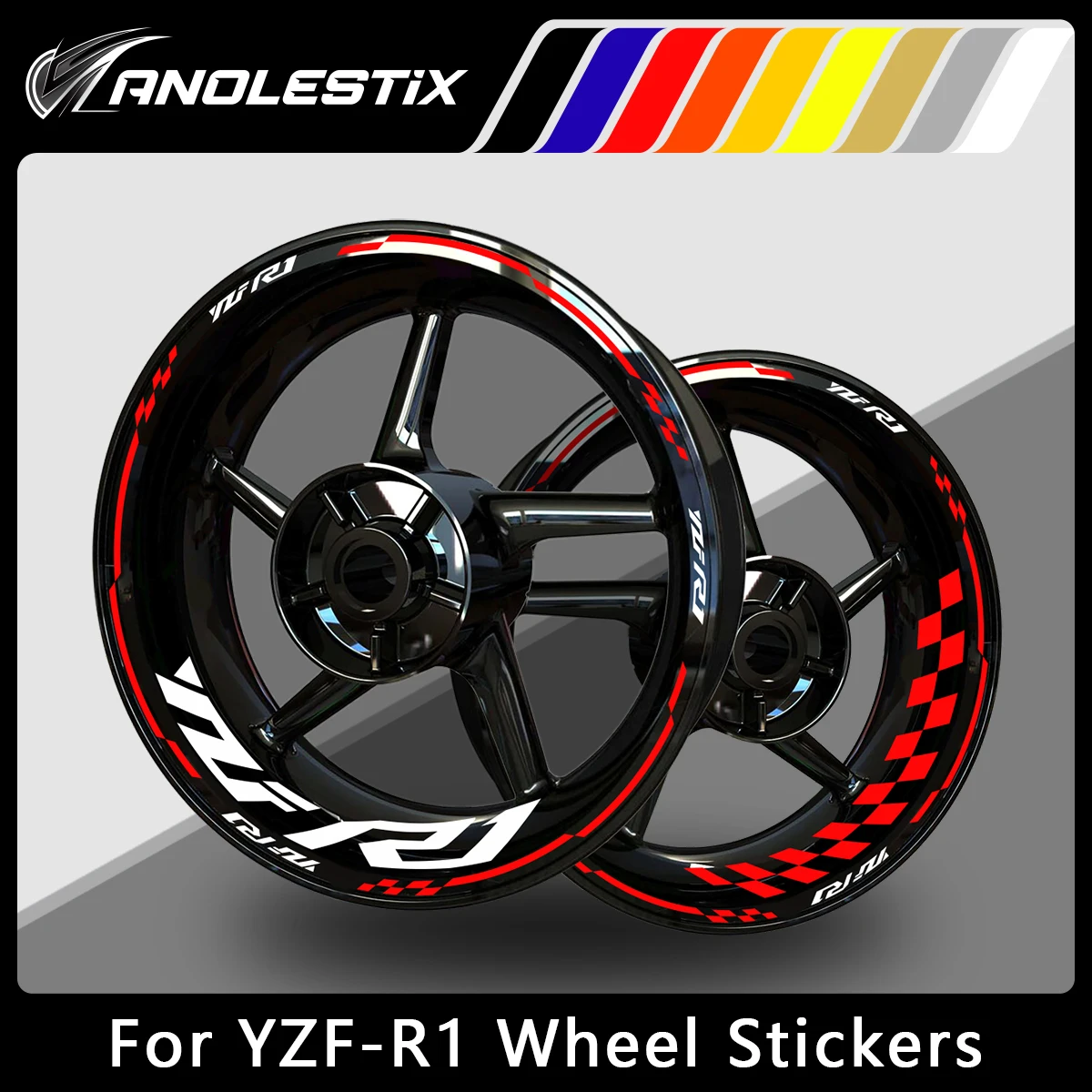 AnoleStix Reflective Motorcycle Wheel Sticker Hub Decal Rim Stripe Tape For YAMAHA YZF-R1 YZF R1 2024 2023 2022 2021 2020 2019