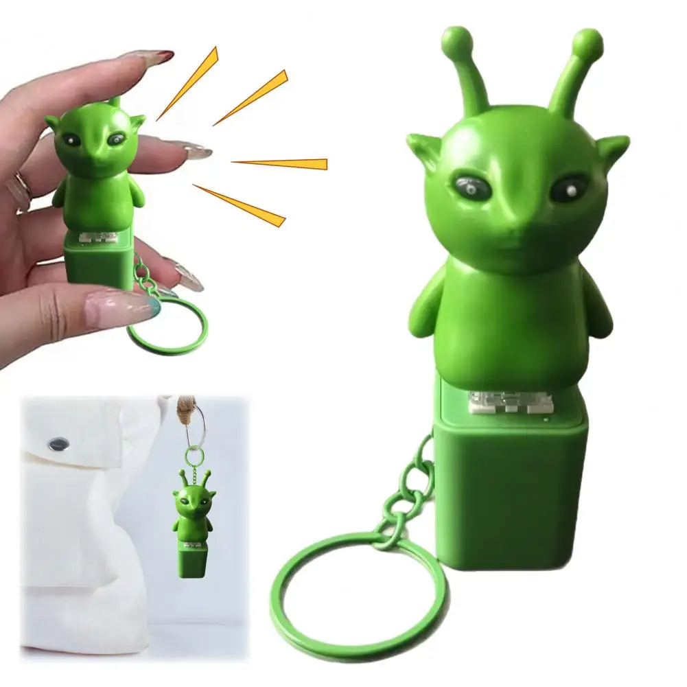 1/2/3Pcs Green Aliens Button Keychain Fidget Toy with Sound Lights Stress Anxiety Relief Keyboard Clicker Decompression Button