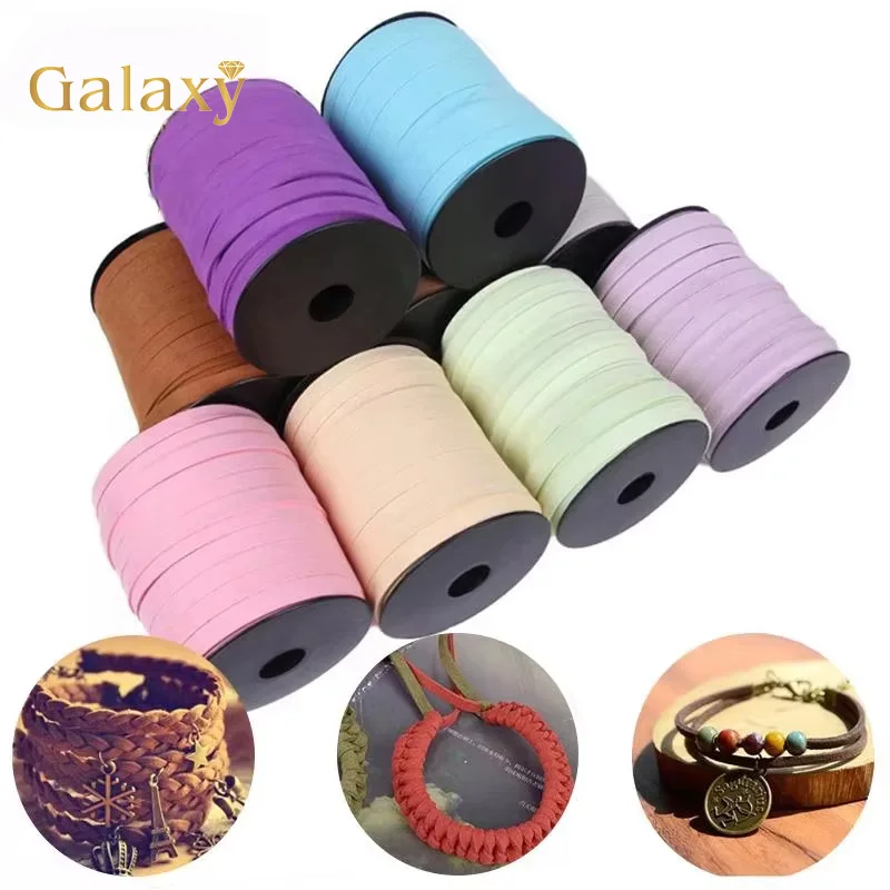 10mm 45m/Roll Korean Flat Faux Suede Braided Cord Leather Double-Sided Velvet Rope Belt For Jewelry Making DIY Handmade Bracelet