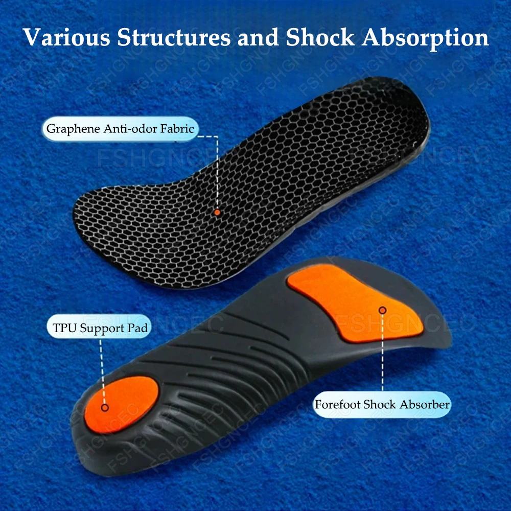 Sport Insoles for Shoes Man Woman Eva Memory Foam Sole Shock Absorption Flat Feet Arch Support Orthotic Insoles for Sneakers