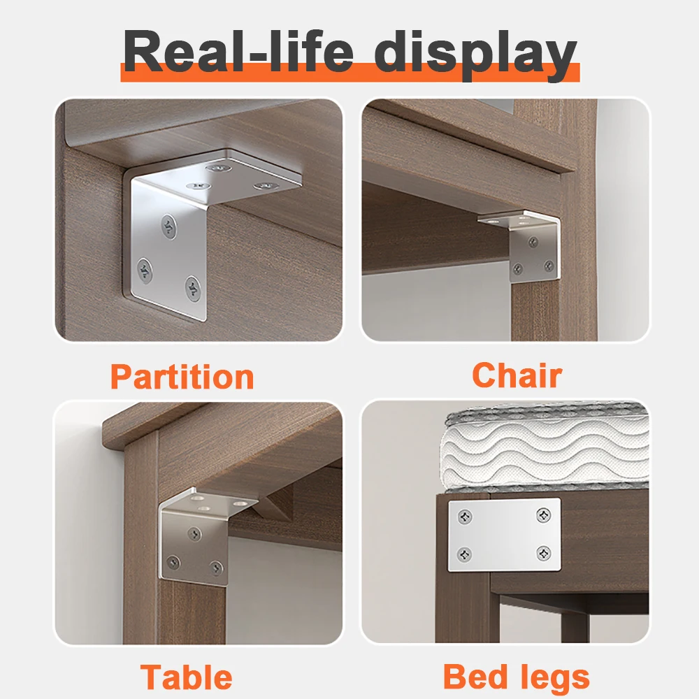 Stainless Steel L-Shaped Corner Code 90 Degree Laminated Furniture Plate Hardware Right Angle Bracket Cabinets