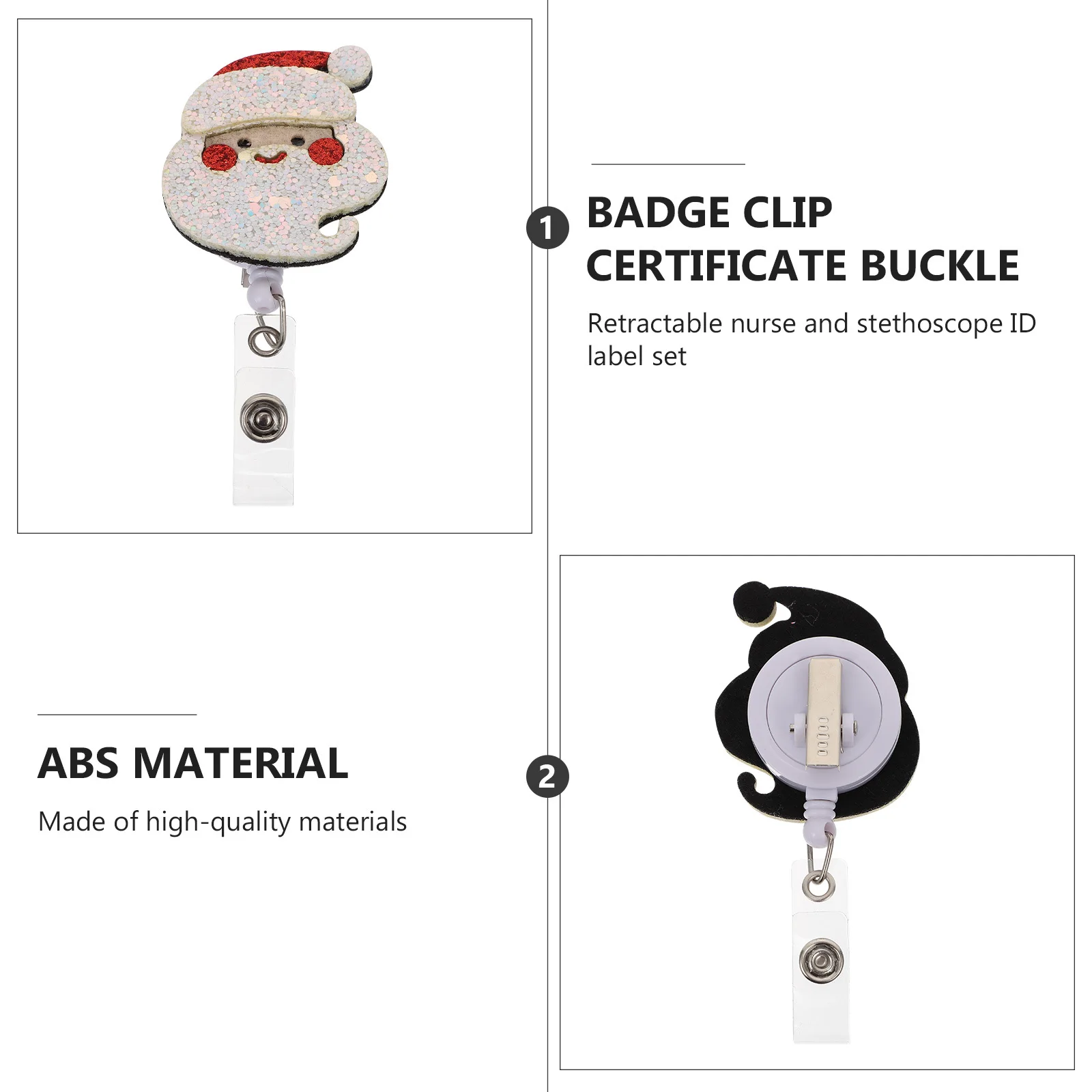 

4pcs Christmas Badge Holders Retractable Cartoon Santa Snowman Owl Shapes Abs Material Nursing Name Badge Reel Clip Work Badges