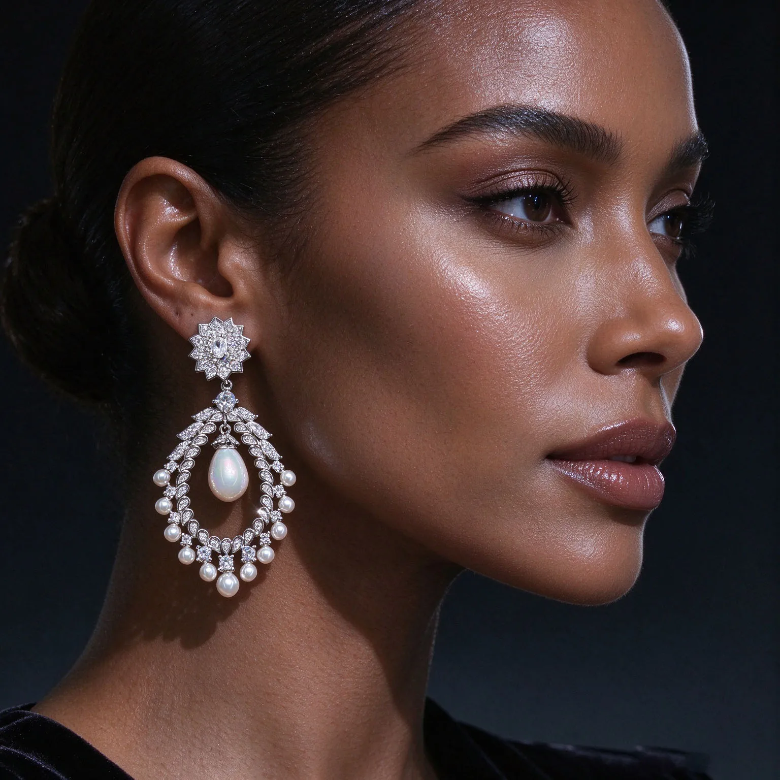 HIBRIDE New Deluxe Exquisite Water Drop Pearl Earrings Suitable for Middle Eastern Wedding Bridal Party Jewelry Gift E435