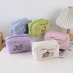 Sacchetto cosmetico Sanrio Kawaii Cartoon Kuromi Cinnamoroll velluto a coste astuccio per matite di grande capacità Melody Pochacco studente regali per bambini