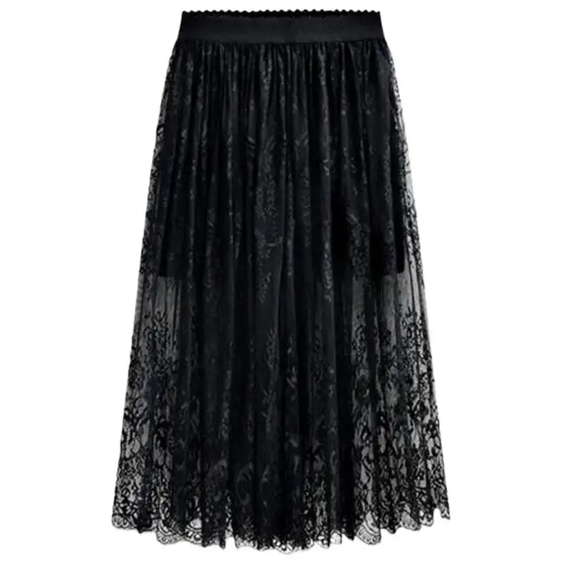 

2024 NEW Spring Summer Women Elegant Floral Lace skirts, bottoms black white skirts long lace skirts women clothing