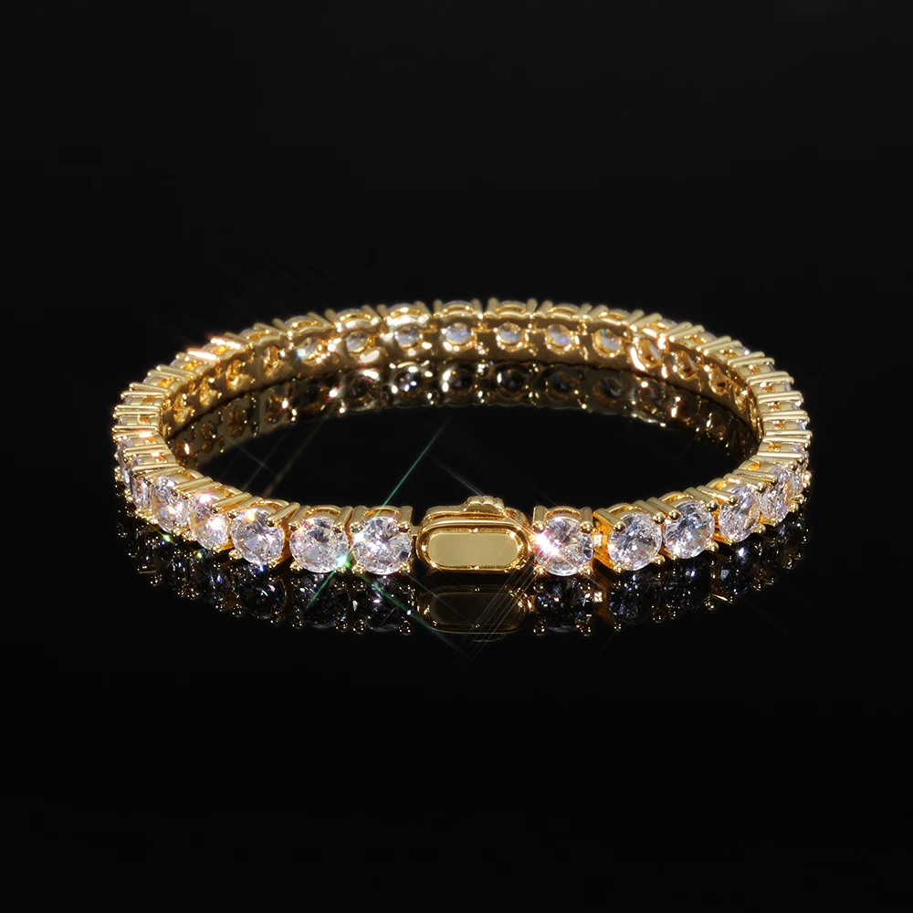 HHIOK Customized 12mm Iced Zirconia 5A Cubic Zirconia Exquisite Luxury Hip Hop Style Gift Jewelry Bracelet For Men and Women